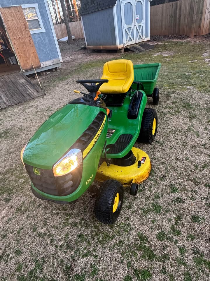 John Deere D105 Riding Mower & Wagon