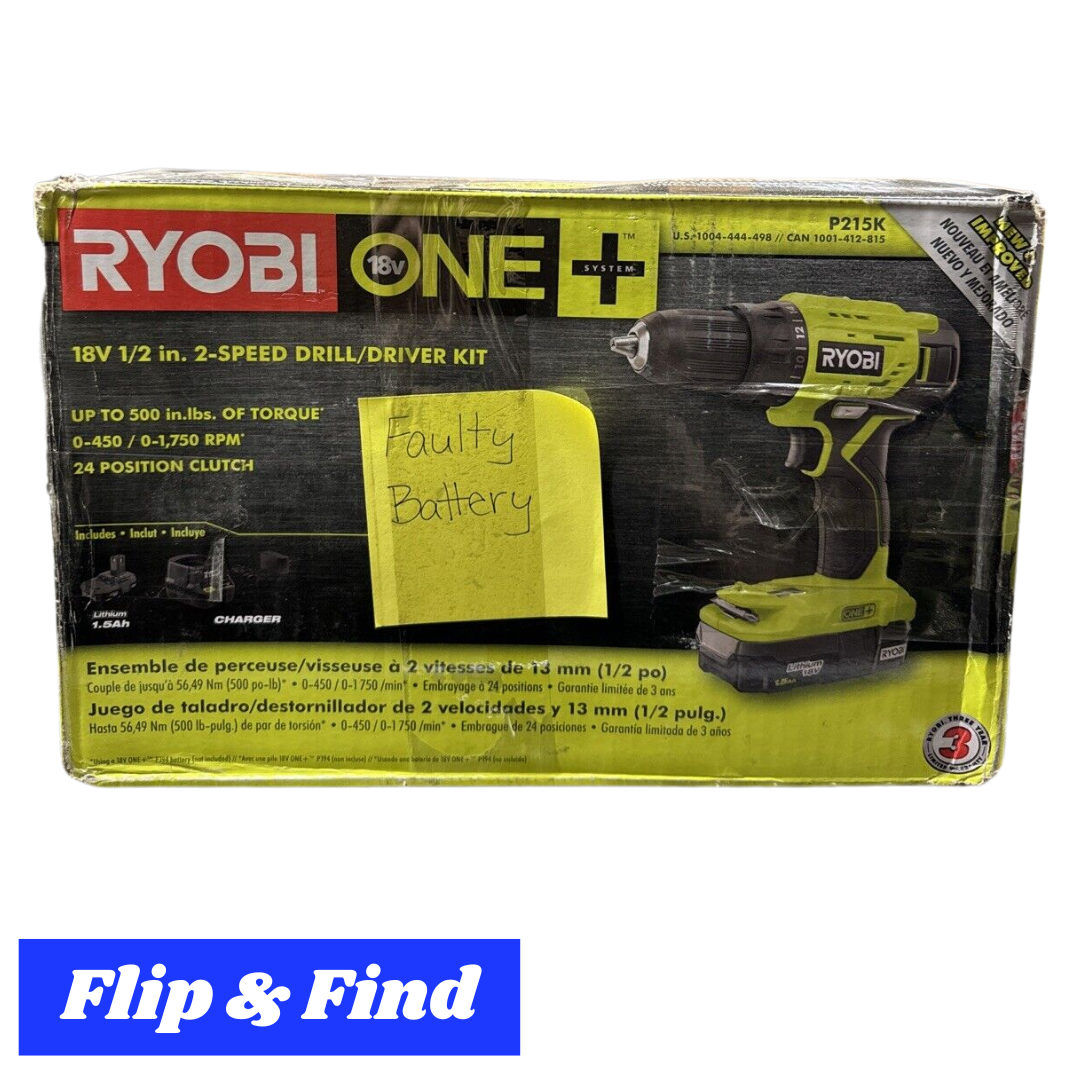 Ryobi 18V 1/2” 2 Speed Drill/Driver Kit - P215K