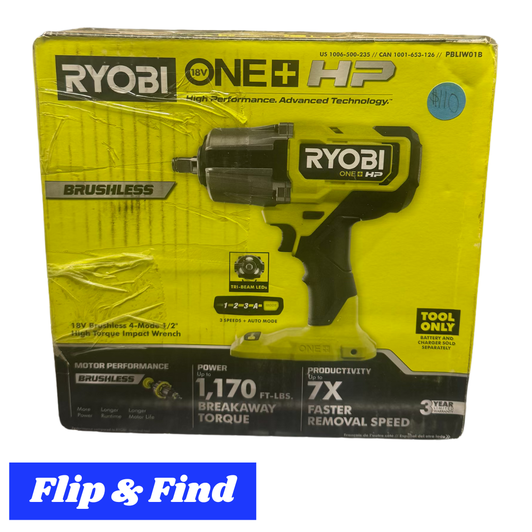 Ryobi ONE+ HP 18V Brushless 4-Mode 1/2" High Torque Impact Wrench - PBLIW01B