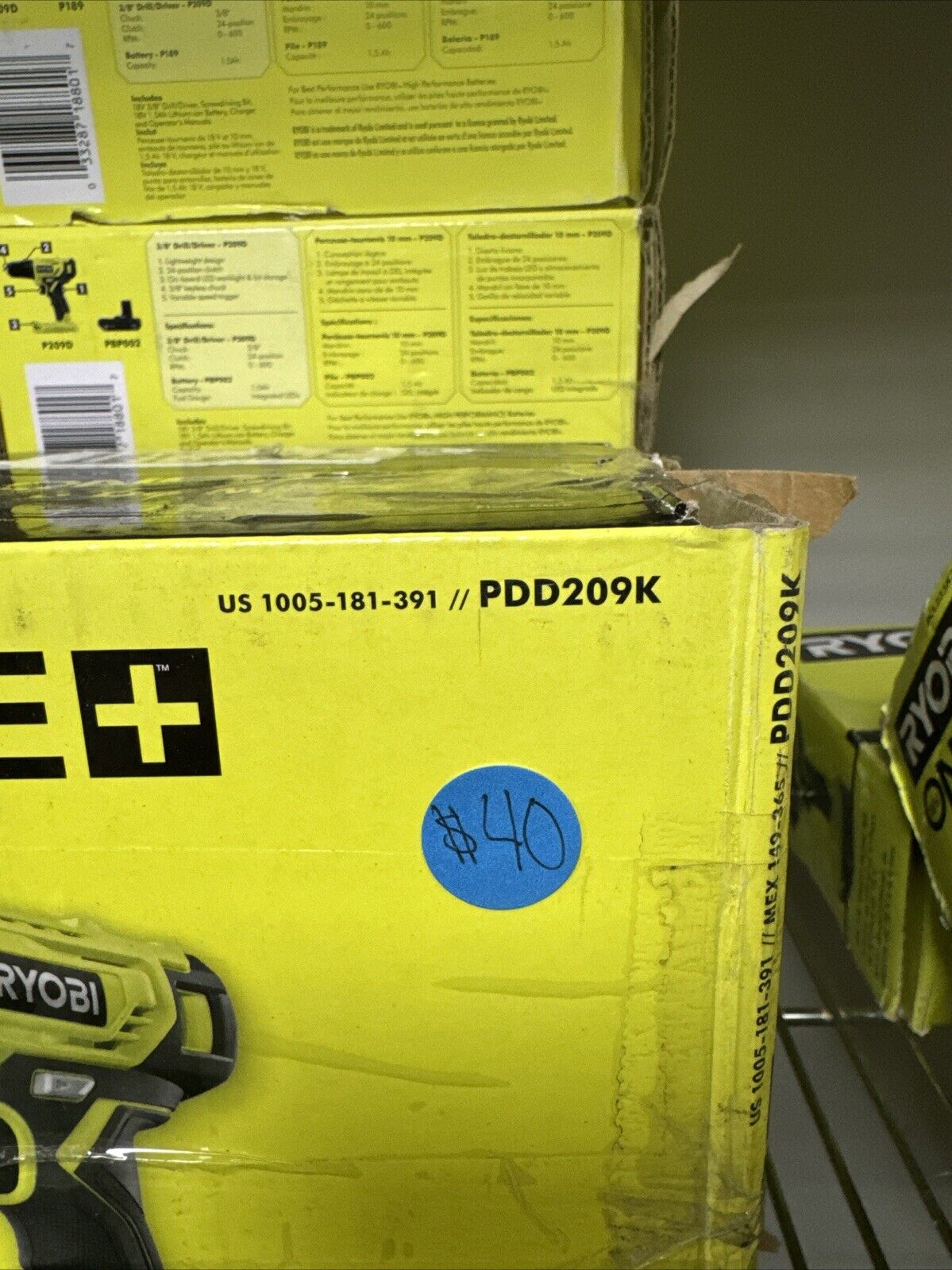 Kit de taladro/atornillador Ryobi ONE+ 18V de 3/8” - PDD209K