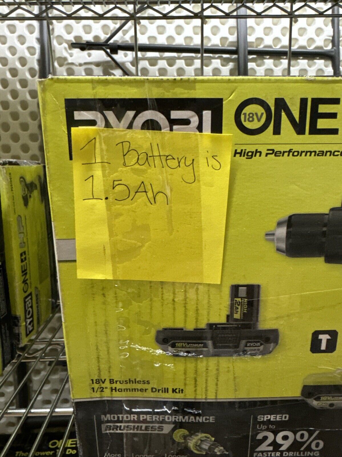 Kit de taladro percutor sin escobillas Ryobi de 18 V y 1/2" - PBLHM101K2