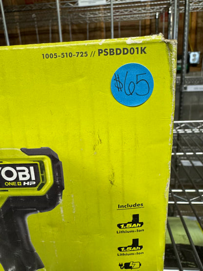 Kit de taladro/atornillador compacto sin escobillas de 1/2” Ryobi ONE+ HP 18V - PSBDD01K