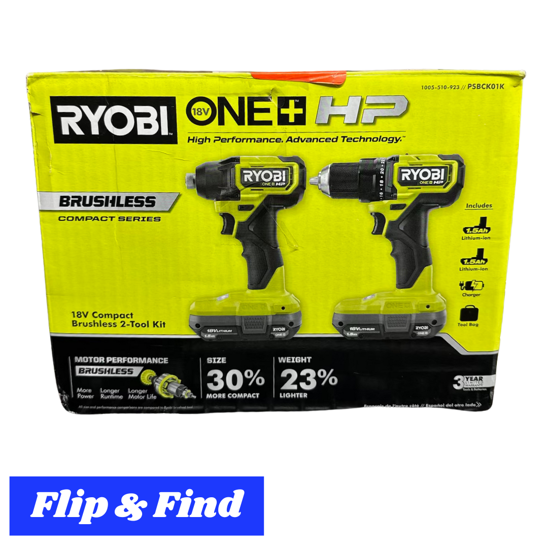 Ryobi ONE+ HP 18V Compact Brushless 2-Tool Kit - PSBCK01K
